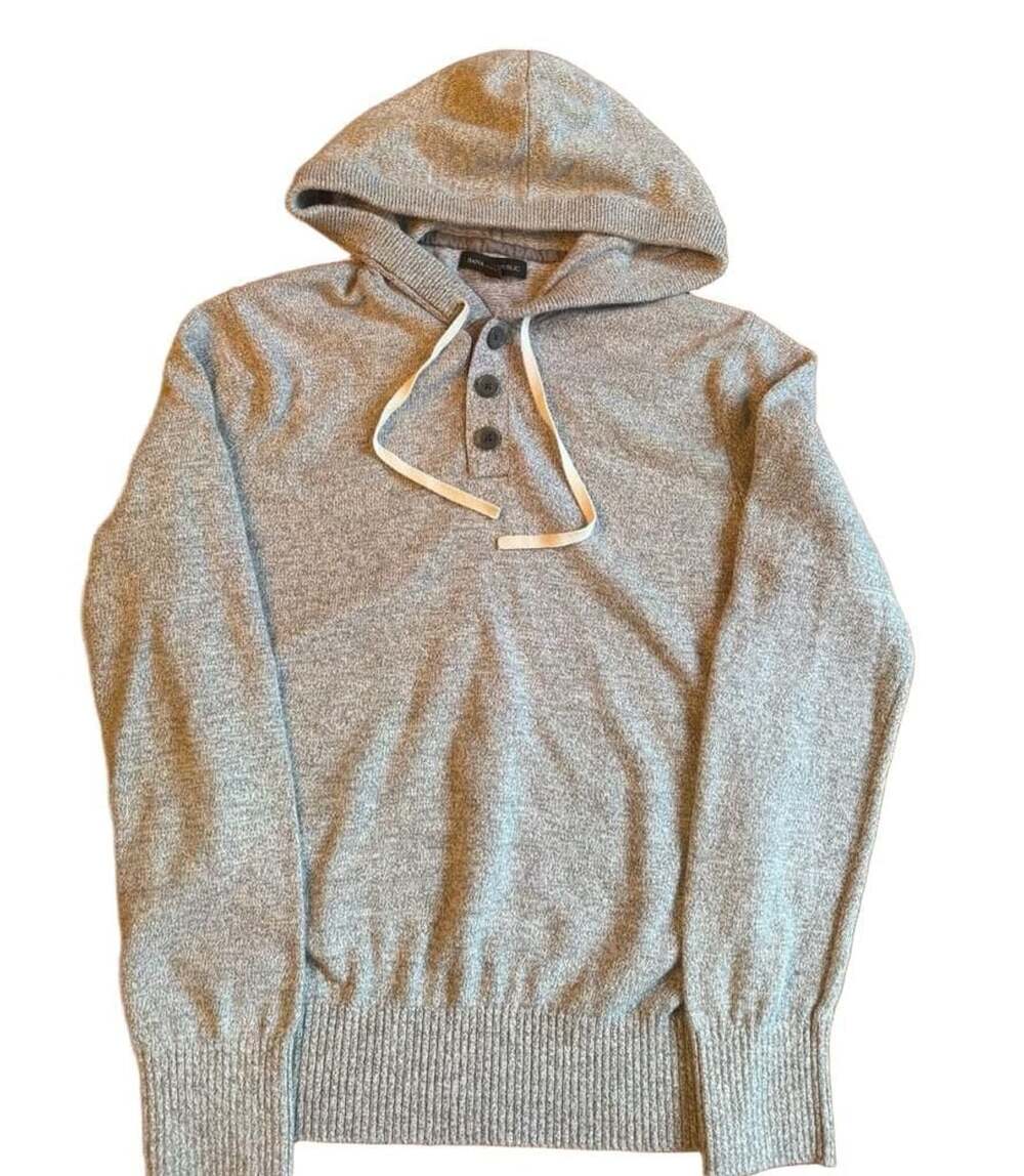 Banana Republic Hoodie Sweater Size S Gray Henley Pullover h1480